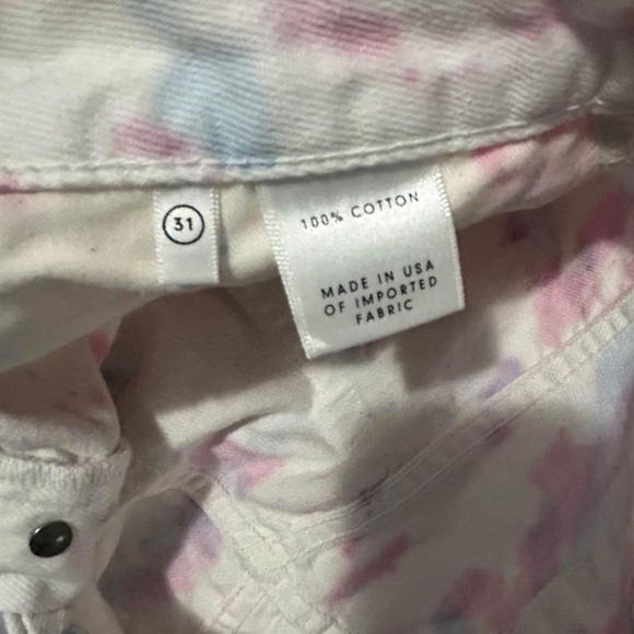 GRLFRND Women’s Tie Dye Rigid Denim Jean Shorts Size 31 White Multicolour - Picture 5 of 5